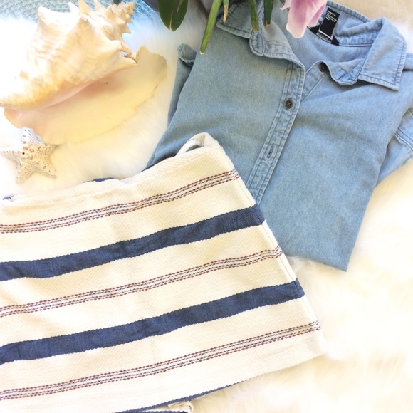 Zara Pants - ZARA CREAM STRIPED SKORT SZ M